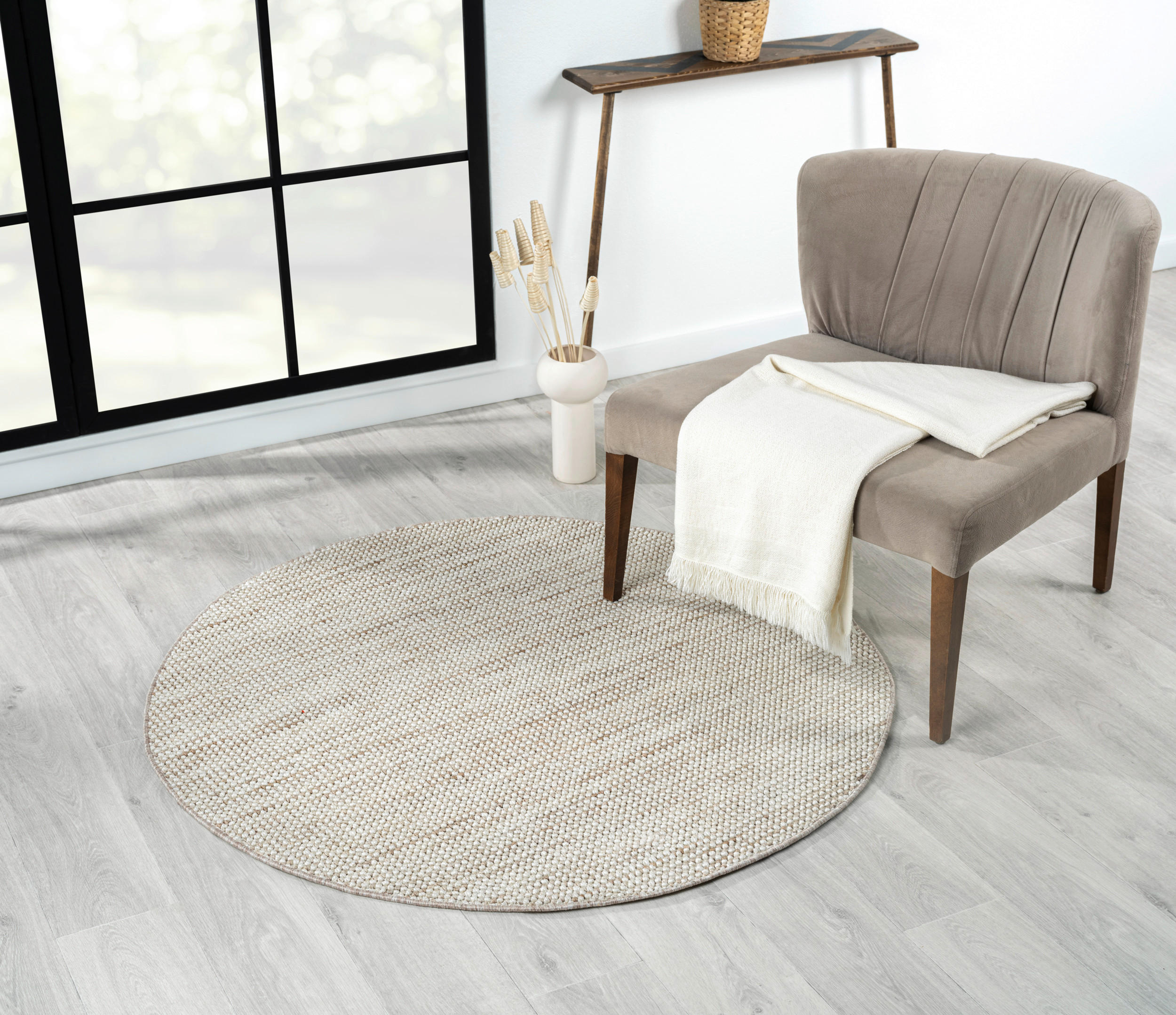 FLACHWEBETEPPICH 120 cm Ava  - Beige/Weiß, Basics, Textil (120cm)