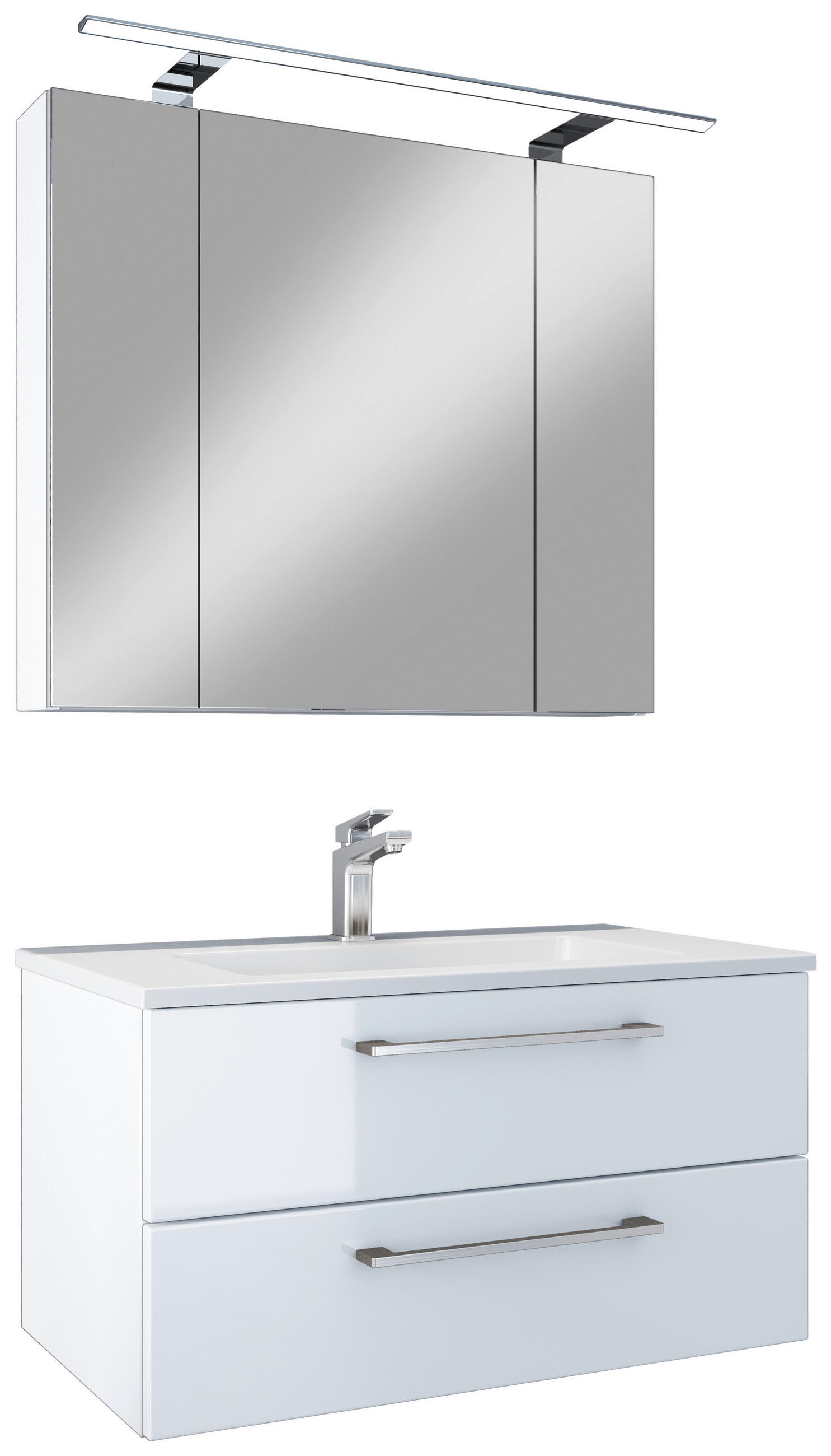 BADEZIMMER 4-teilig  in 82,2 cm  - Chromfarben/Weiß Hochglanz, Basics, Glas/Keramik (82,2cm)