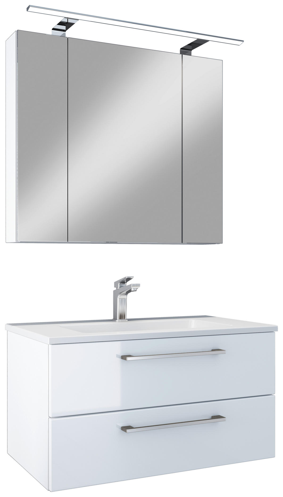 BADEZIMMER 4-teilig  in 82,2 cm  - Chromfarben/Weiß Hochglanz, Basics, Glas/Keramik (82,2cm)