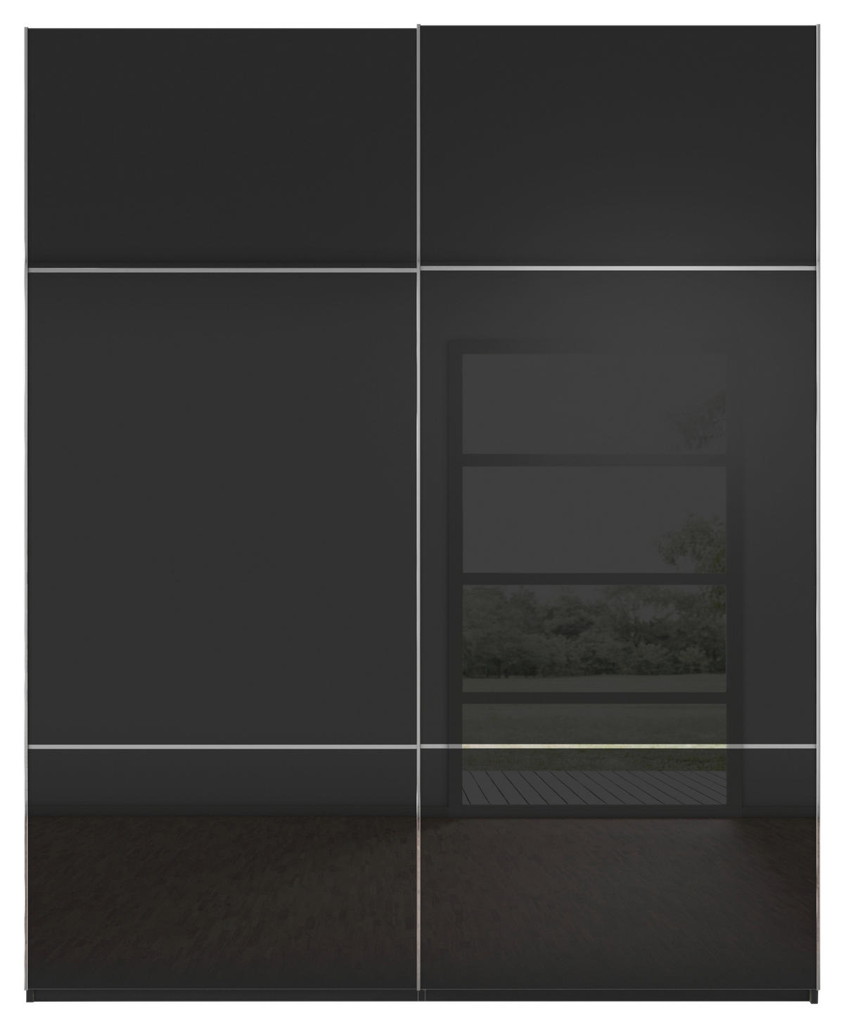 SCHWEBETÜRENSCHRANK in Schwarz  - Chromfarben/Schwarz, Konventionell, Glas/Holzwerkstoff (181/223/67cm) - Novel