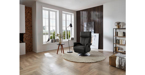 RELAXSESSEL in Leder Grau - Edelstahlfarben/Grau, Design, Leder/Metall (78/112/85cm) - Cantus