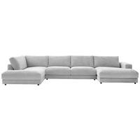 WOHNLANDSCHAFT in Cord Grau  - Schwarz/Grau, Design, Kunststoff/Textil (224/425/190cm) - Hom`in