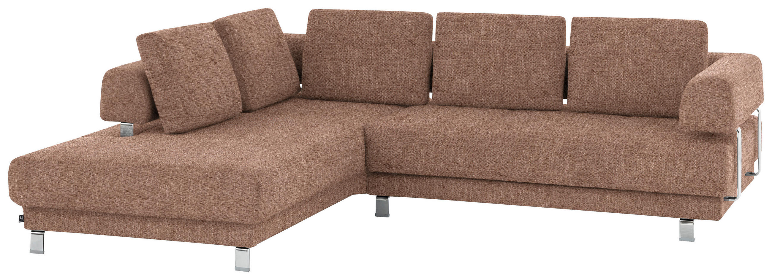 ECKSOFA in Chenille Hellbraun  - Hellbraun, Design, Textil/Metall (235/277cm)