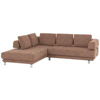 ECKSOFA in Chenille Hellbraun  - Hellbraun, Design, Textil/Metall (235/277cm)