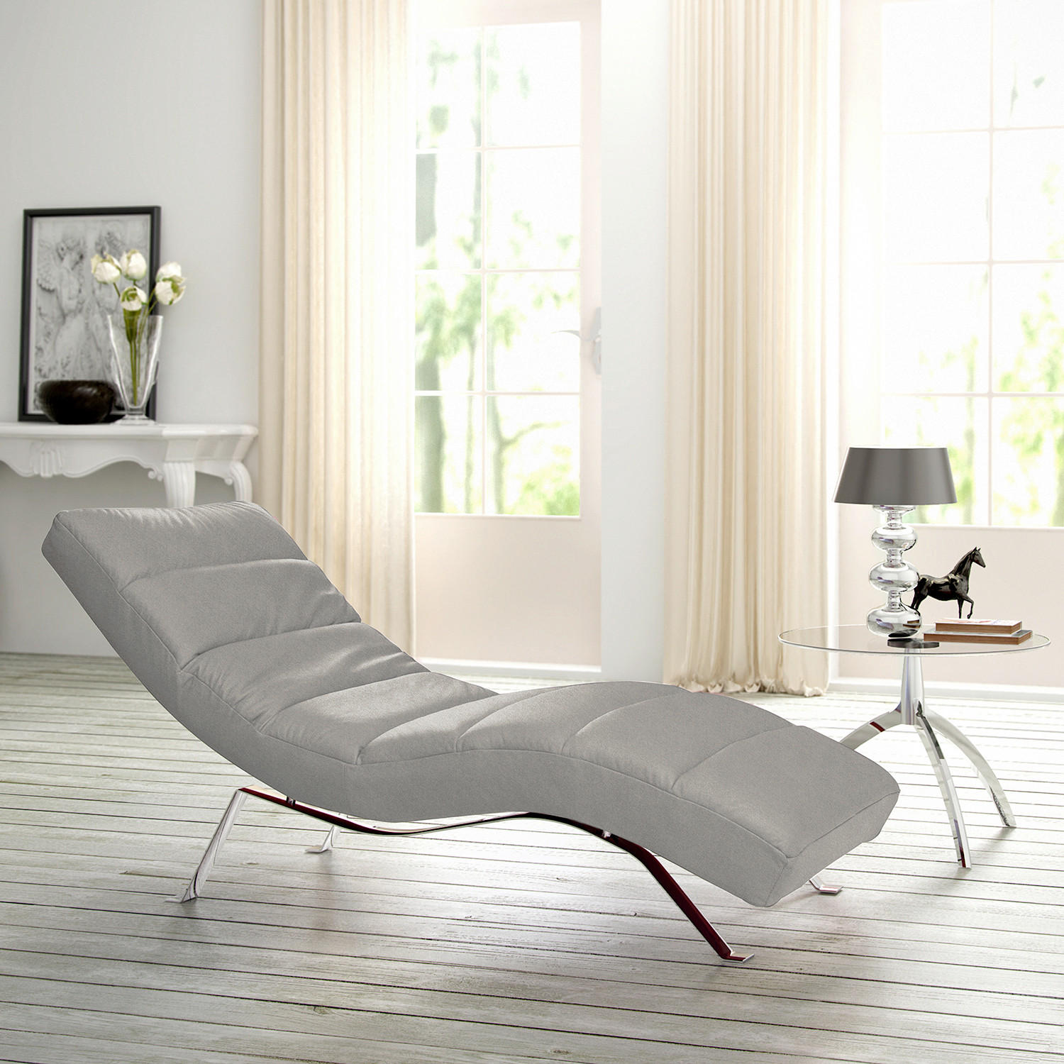 RELAXLIEGE SWING Mikrofaser Grau  - Silberfarben/Grau, Design, Textil/Metall (65/65-95/171cm) - Livetastic