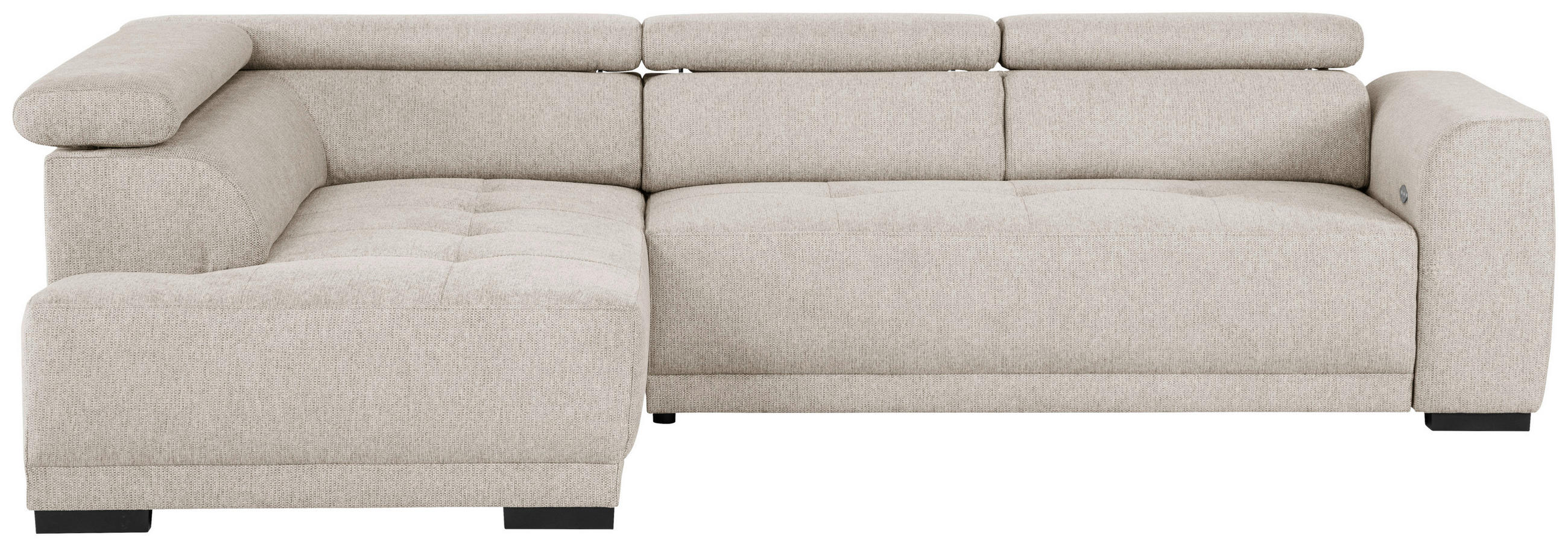 ECKSOFA Ottomane links, Eckteil  Beige Struktur  - Beige/Schwarz, Design, Kunststoff/Textil (205/284cm) - Xora