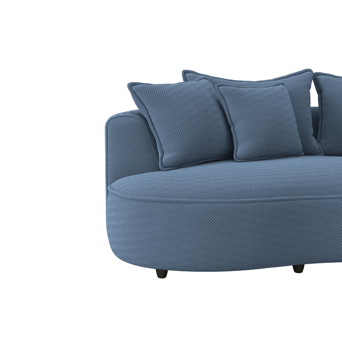 ECKSOFA in Velours, Struktur Dunkelblau  - Schwarz/Dunkelblau, Modern, Kunststoff/Textil (287/168cm) - Livetastic