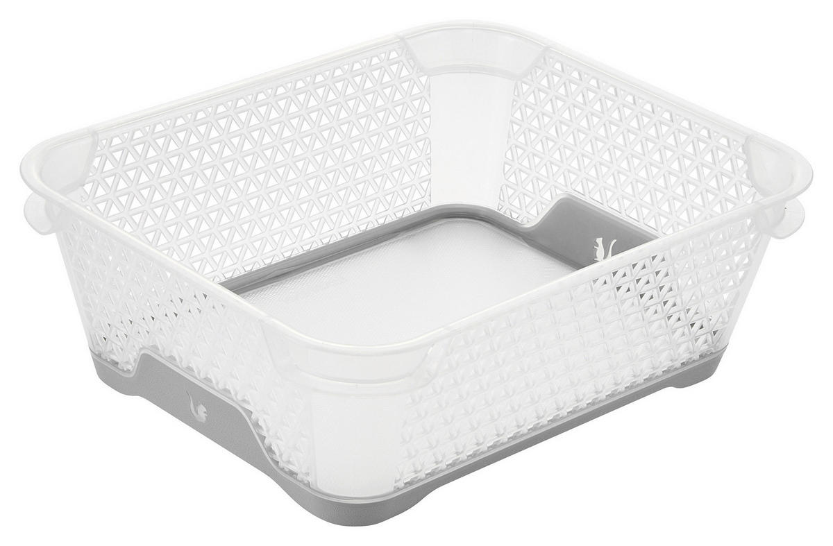 TÁROLÓKOSÁR 20/16/7 cm  - fehér/szürke, Basics, műanyag (20/16/7cm)