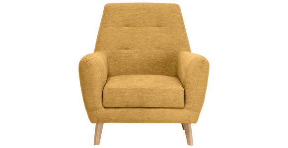 SESSEL in Webstoff Gelb - Eichefarben/Gelb, Design, Holz/Textil (90/105/84cm) - Carryhome