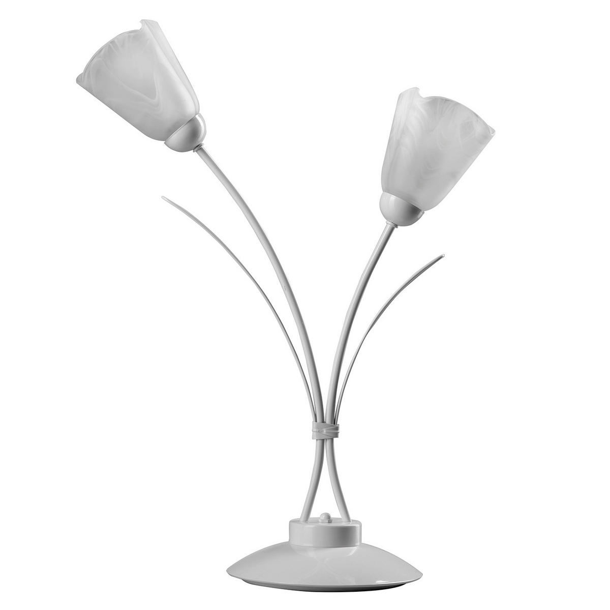 NACHTTISCHLEUCHTE 42/60 cm   - Weiß, KONVENTIONELL, Glas/Metall (42/60cm)