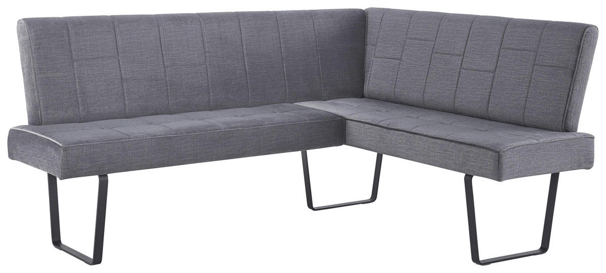 ECKBANK 190/150 cm Samt Dunkelgrau   - Dunkelgrau/Schwarz, KONVENTIONELL, Textil/Metall (190/150cm) - MID.YOU