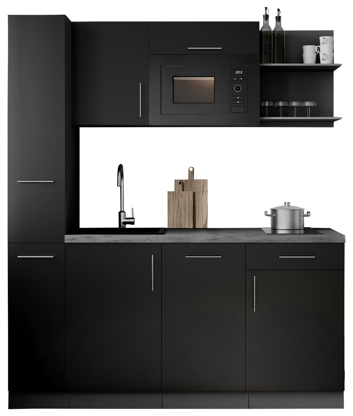 MODULKÖK 175 cm   i svart  - svart/grå, Trend, metall/trämaterial (175cm) - Respekta