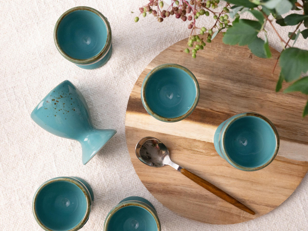 EIERBECHERSET Keramik  - Türkis, Trend, Keramik (5,5cm) - Creatable