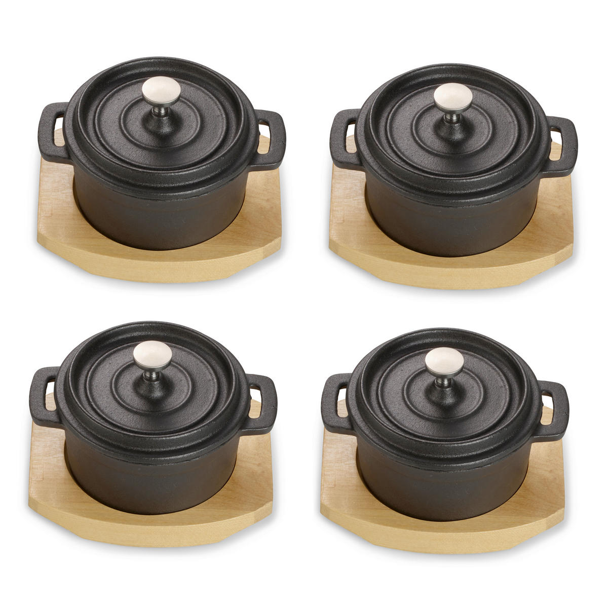 SADA HRNCŮ,  4dílné - černá, Basics, kov (13/10/5cm) - Echtwerk