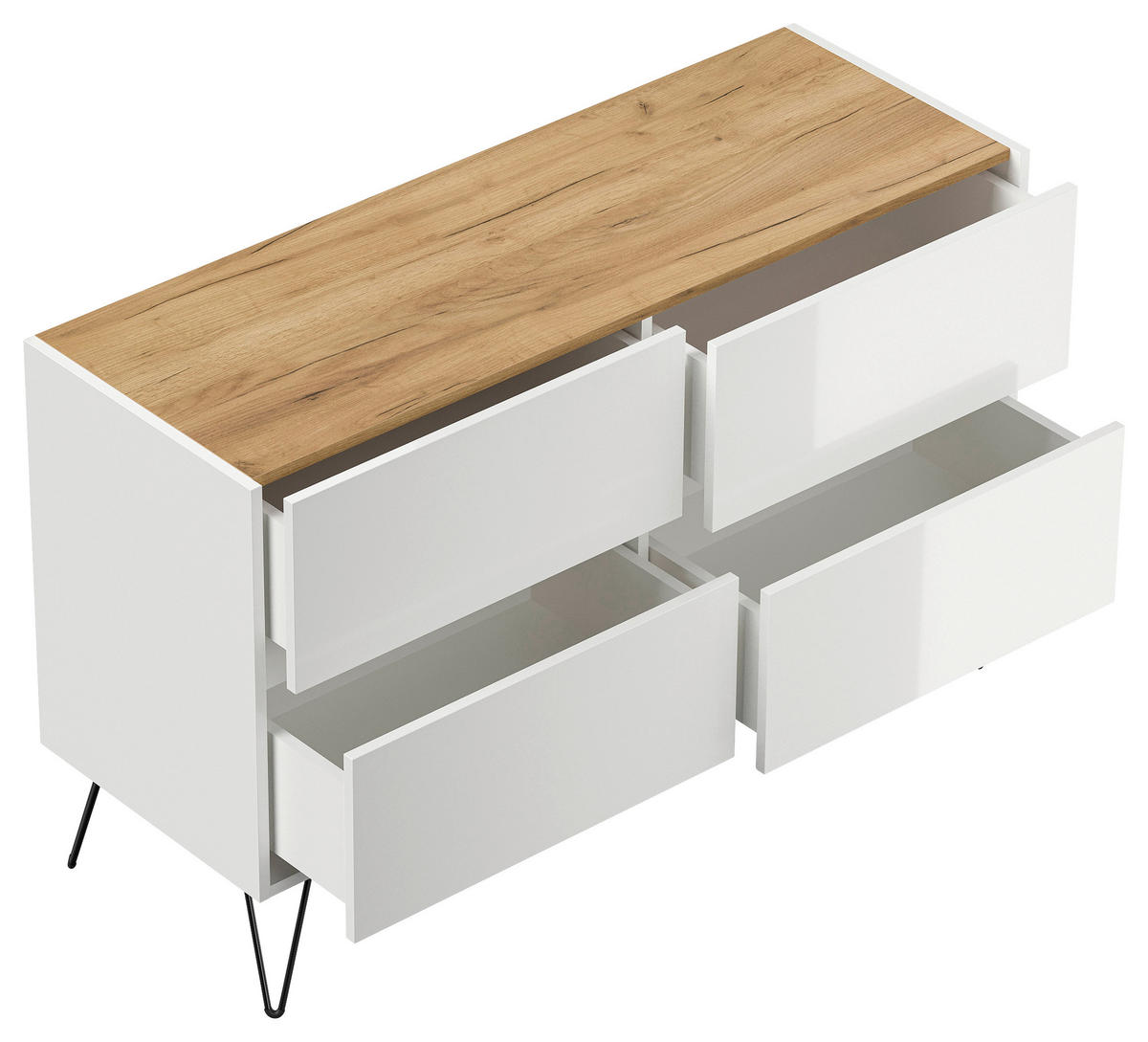 SIDEBOARD Posseik Industrial  in 119/75/42 cm  - Eichefarben/Schwarz, Design, Holzwerkstoff/Metall (119/75/42cm) - P & B