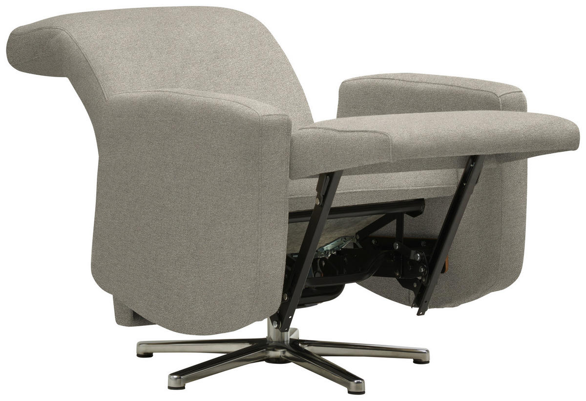 RELAXSESSEL Textil Hellgrau  - Hellgrau/Alufarben, Design, Textil/Metall (72/109/78cm) - Sedda