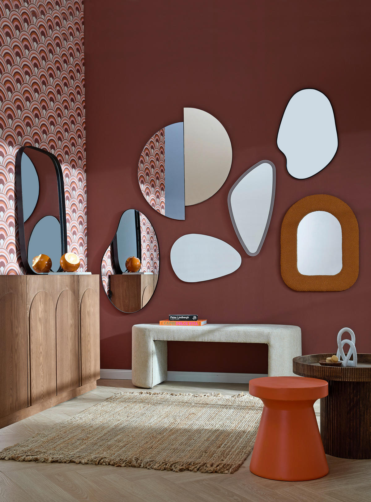 BEISTELLTISCH Orange rund  - Orange, Basics, Keramik/Kunststoff (35/39,5cm) - Boltze Home