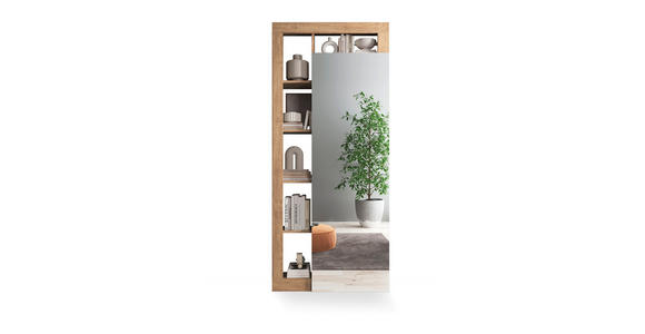 GARDEROBENSCHRANK 91/209/30 cm  - Eichefarben/Weiß Hochglanz, Design, Glas/Holzwerkstoff (91/209/30cm) - Carryhome