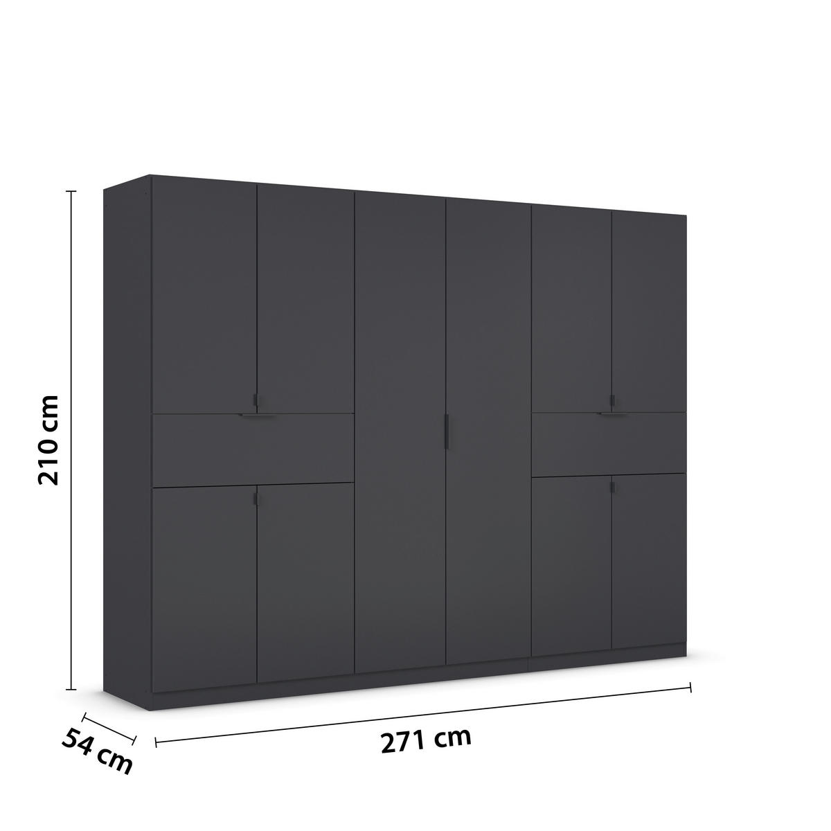 DREHTÜRENSCHRANK in Grau  - Grau, Modern, Holzwerkstoff/Metall (271/210/54cm) - Rauch Möbel