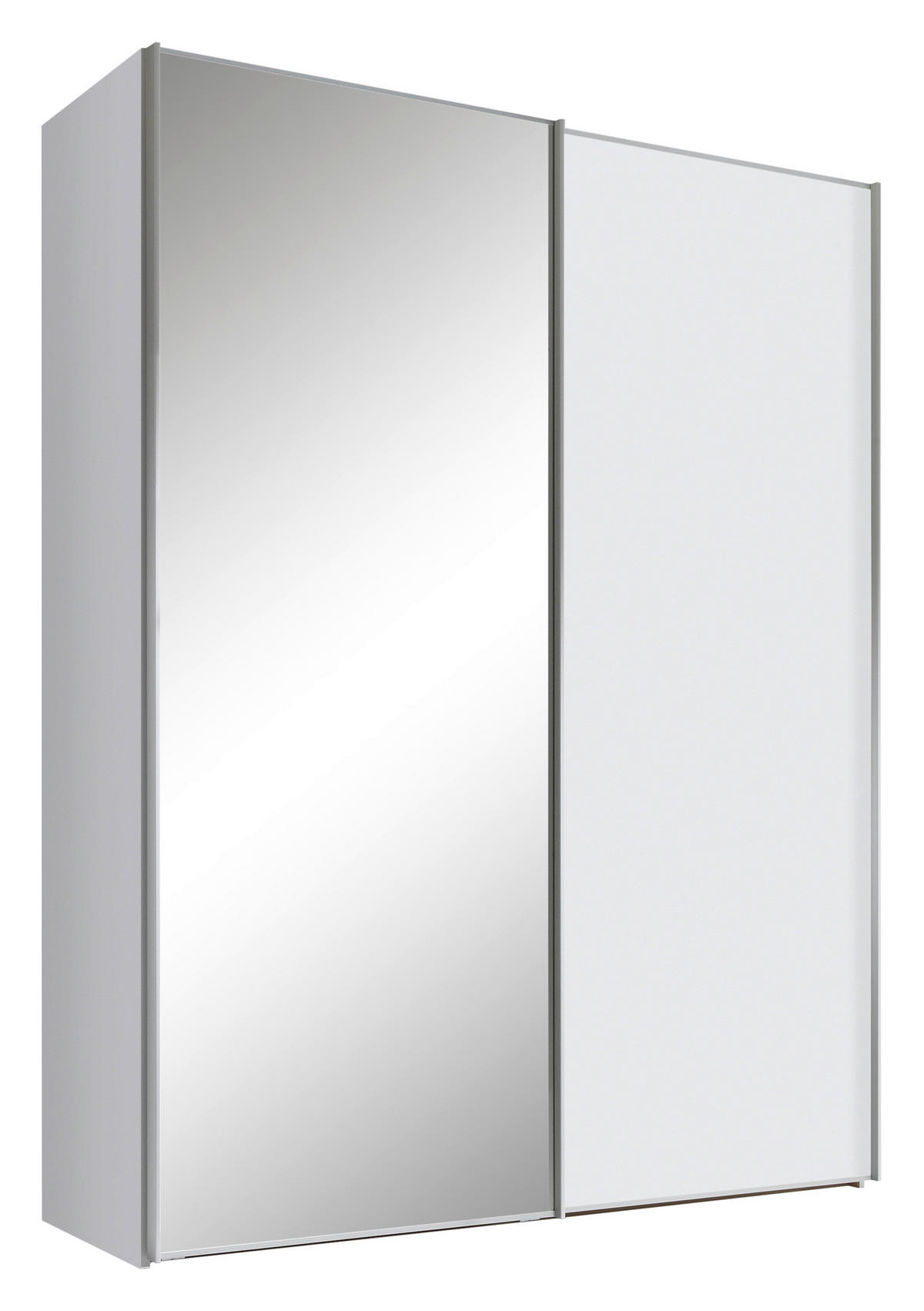 SCHWEBETÜRENSCHRANK in Weiss  - Weiss/Alufarben, Design, Glas/Holzwerkstoff (200/222/68cm) - Moderano