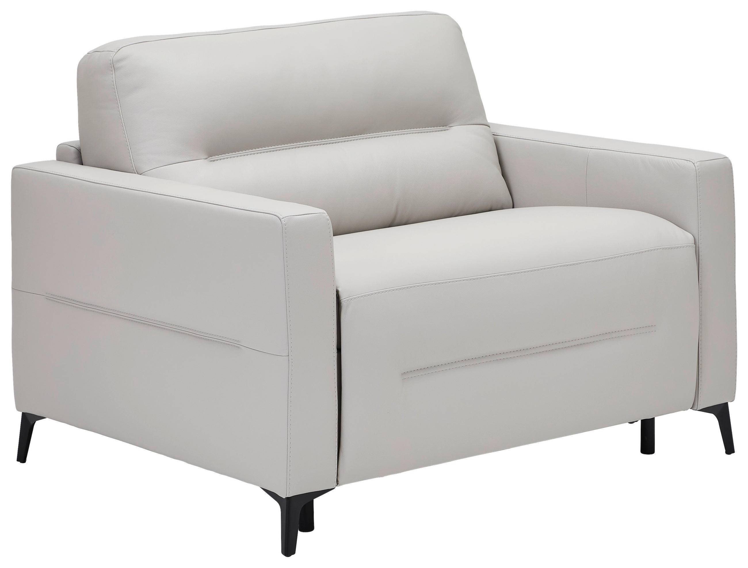 SCHLAFSESSEL Echtleder Hellgrau    - Hellgrau/Schwarz, Design, Leder/Metall (115/89/97cm) - Novel