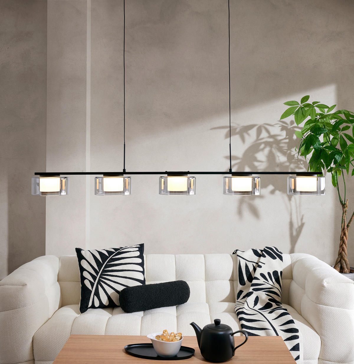 LED-HÄNGELEUCHTE Tulsa 119/15/150 cm  - Grau Hochglanz, Design, Glas/Kunststoff (119/15/150cm) - Dieter Knoll