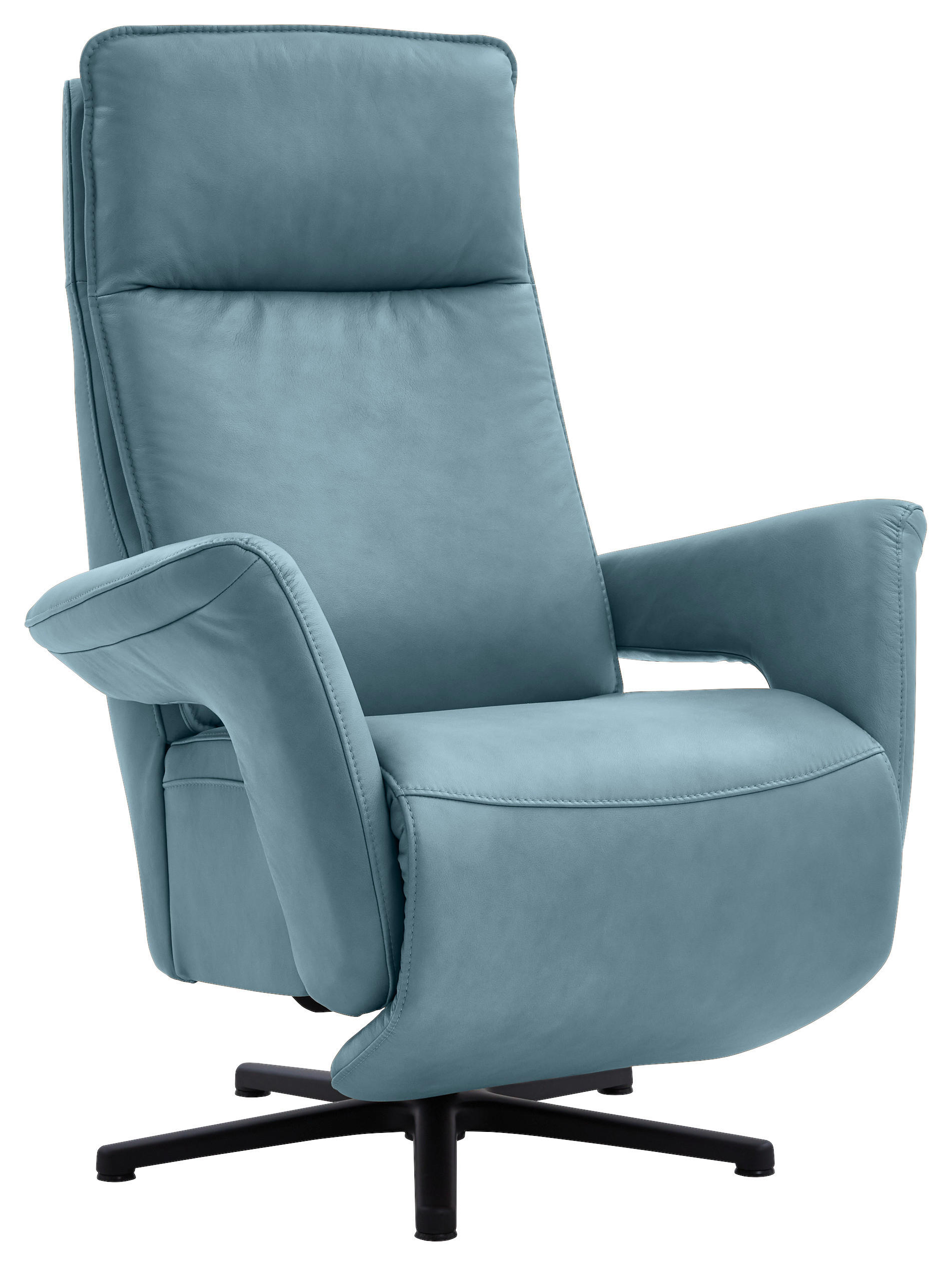 RELAXSESSEL in Leder Blau  - Blau/Schwarz, Design, Leder/Metall (83/112/87-174cm) - Valdera