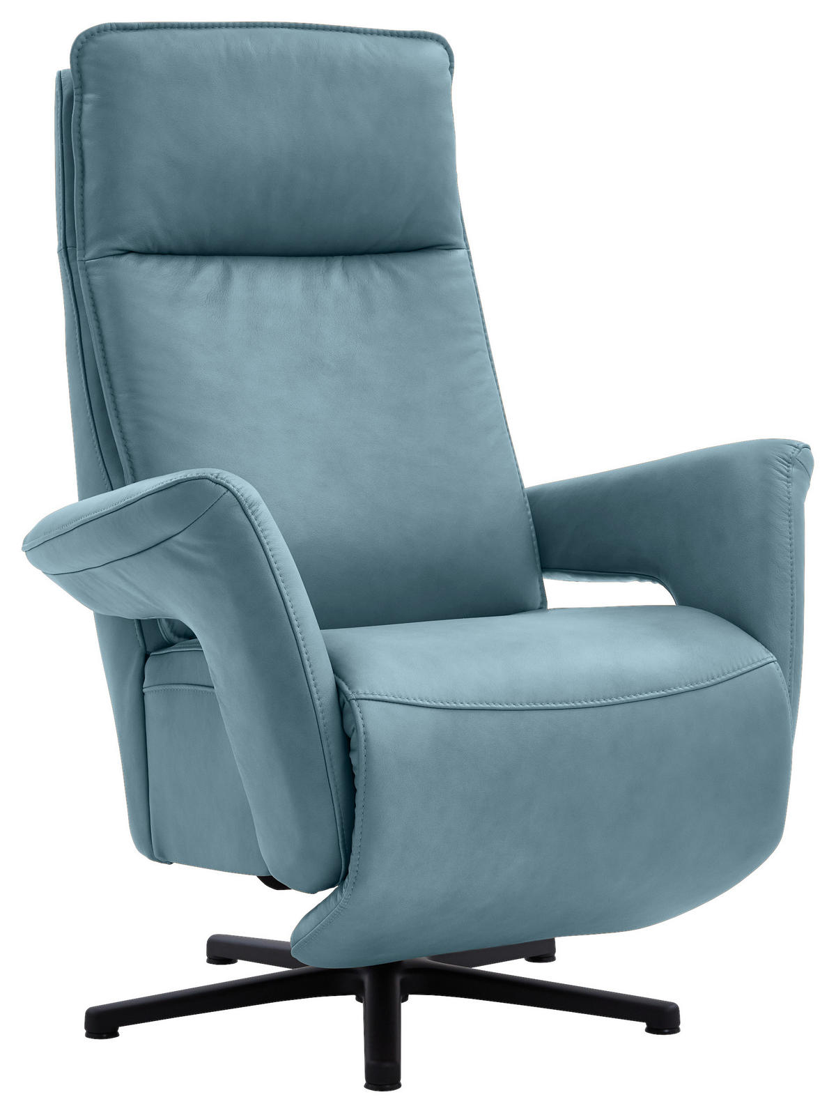 RELAXSESSEL in Leder Blau  - Blau/Schwarz, Design, Leder/Metall (83/112/87-174cm) - Valdera