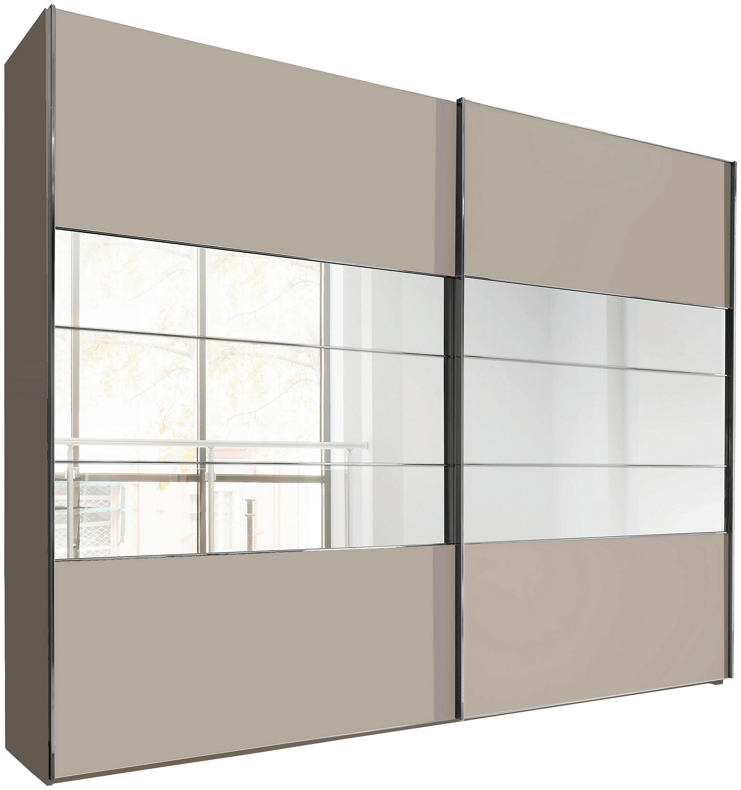 SCHWEBETÜRENSCHRANK  in Champagner  - Chromfarben/Champagner, KONVENTIONELL, Holzwerkstoff (300/236/67cm) - Voleo