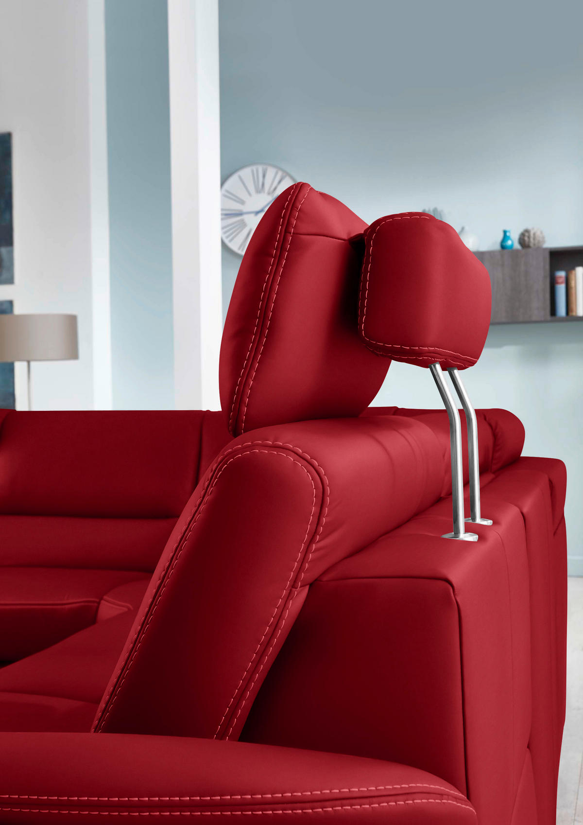 ECKSOFA in Echtleder Rot  - Beige/Rot, Design, Leder/Metall (249/288cm) - Beldomo Premium