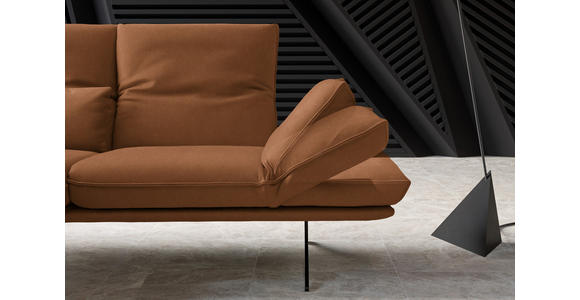 ECKSOFA in Echtleder Hellbraun  - Hellbraun/Gelb, Design, Leder/Metall (130/210cm) - Dieter Knoll