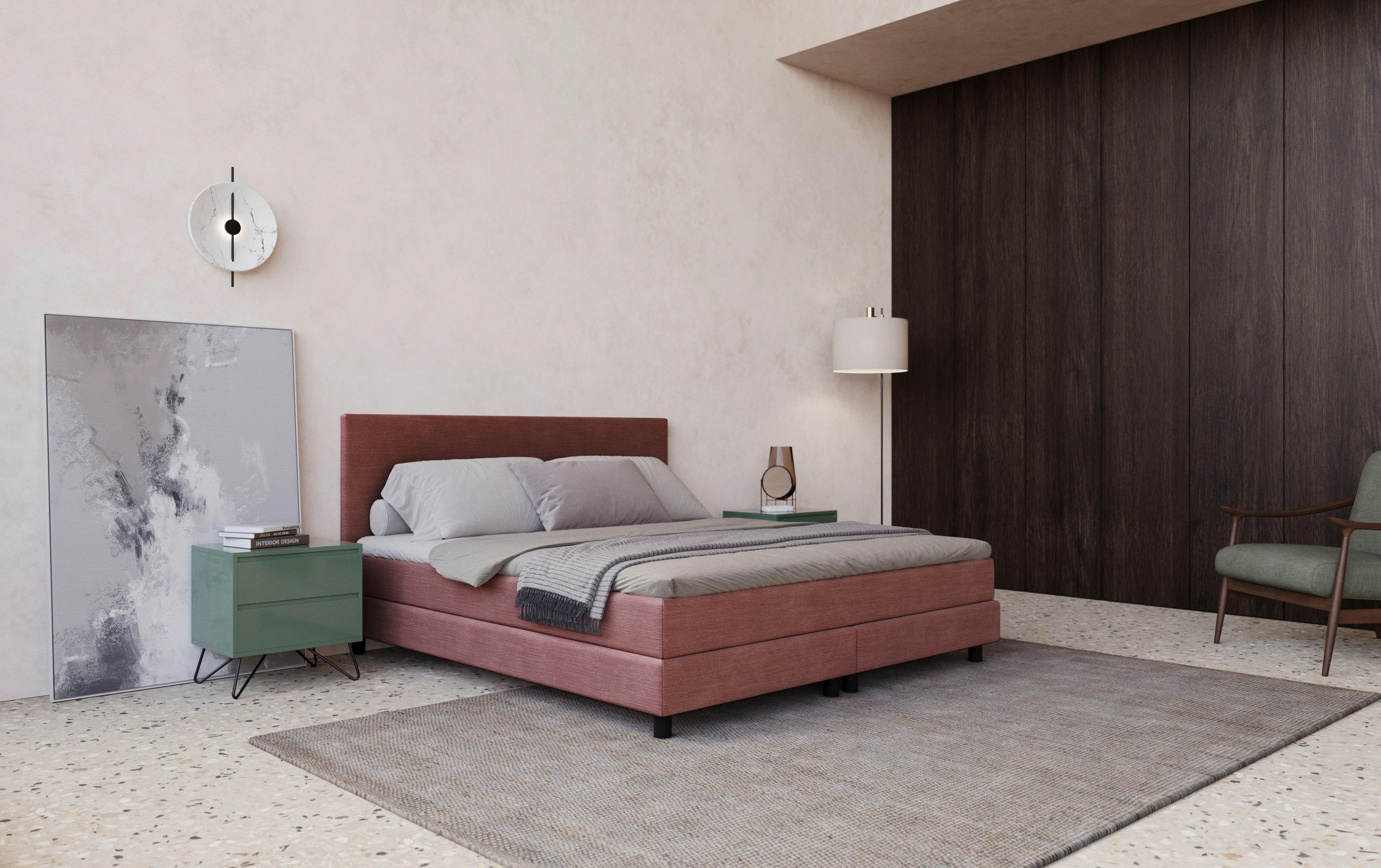 BOXBETT 160/200 cm  in Rosa  - Schwarz/Rosa, Modern, Holzwerkstoff/Textil (160/200cm) - MID.YOU