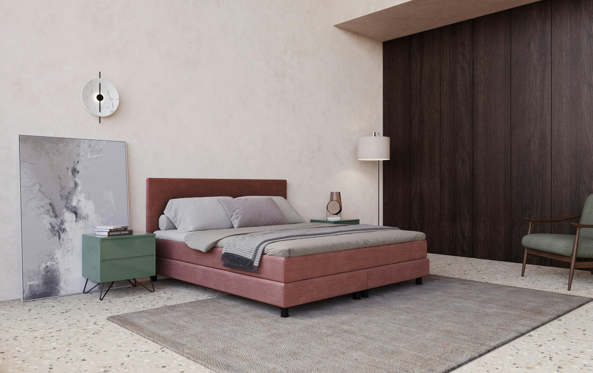 BOXBETT 160/200 cm  in Rosa  - Schwarz/Rosa, Modern, Holzwerkstoff/Textil (160/200cm) - MID.YOU