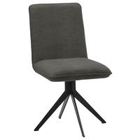 STUHL  in Stahl Lederlook  - Schwarz/Grau, Design, Textil/Metall (46,5/87/64cm) - Voleo