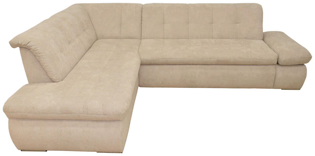 ECKSOFA  in Mikrofaser Beige  216/273 cm  - Chromfarben/Beige, KONVENTIONELL, Textil/Metall (216/273cm) - MID.YOU