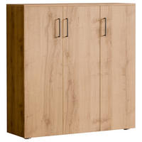 SCHUHSCHRANK Eichefarben  - Eichefarben/Silberfarben, Basics, Holzwerkstoff/Kunststoff (120/120/38cm) - Moderano