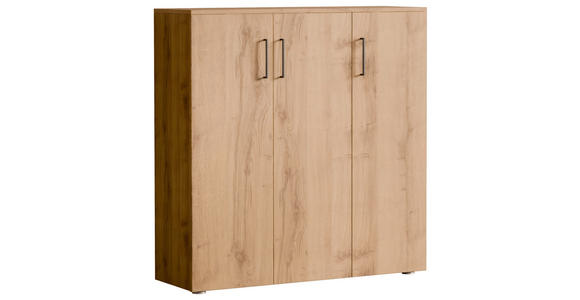 SCHUHSCHRANK 120/120/38 cm  - Eichefarben/Silberfarben, Basics, Holzwerkstoff/Kunststoff (120/120/38cm) - Moderano