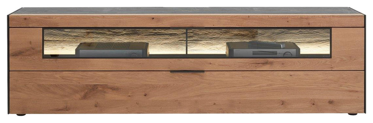 LOWBOARD YORIS  in 210/60/49 cm  - Eichefarben/Anthrazit, KONVENTIONELL, Glas/Holz (210/60/49cm) - Schöner Wohnen