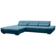 ECKSOFA in Mikrofaser Hellblau  - Schwarz/Hellblau, Design, Textil/Metall (204/341cm) - Xora