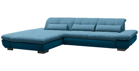 ECKSOFA in Mikrofaser Hellblau  - Schwarz/Hellblau, Design, Textil/Metall (204/341cm) - Xora