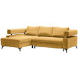 ECKSOFA in Chenille Currygelb  - Currygelb/Schwarz, KONVENTIONELL, Textil/Metall (184/265cm) - Hom`in