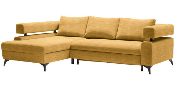 ECKSOFA in Chenille Currygelb  - Currygelb/Schwarz, KONVENTIONELL, Textil/Metall (184/265cm) - Hom`in