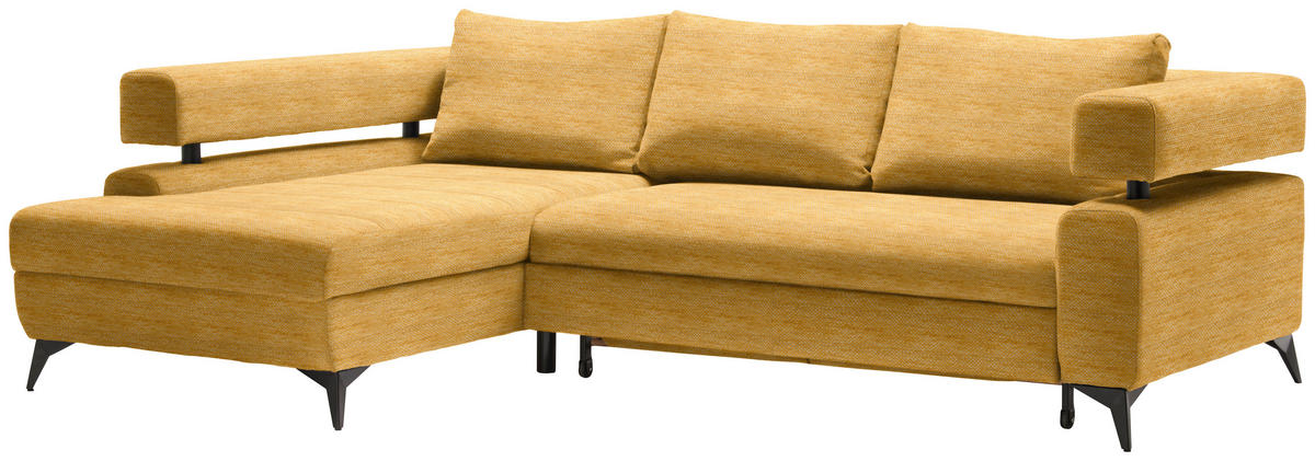 ECKSOFA in Chenille Currygelb  - Currygelb/Schwarz, Konventionell, Textil/Metall (184/75-89/265cm) - Hom`in