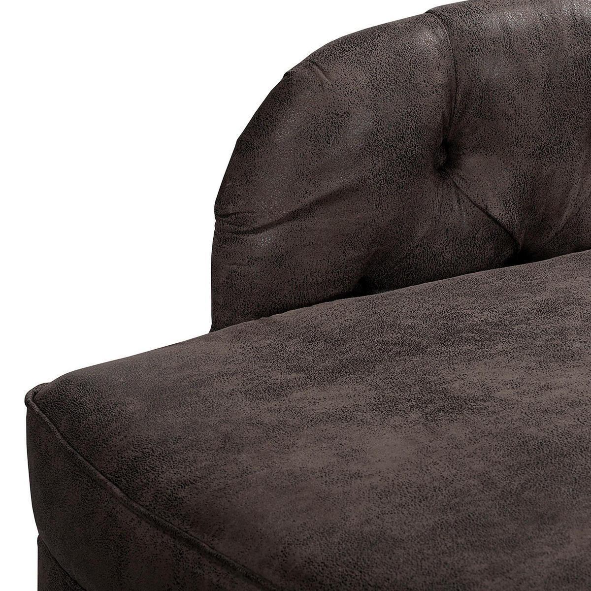 RÉCAMIERE Lederlook Schwarz  - Schwarz/Braun, Design, Holz/Textil (185/93/75cm) - Livetastic