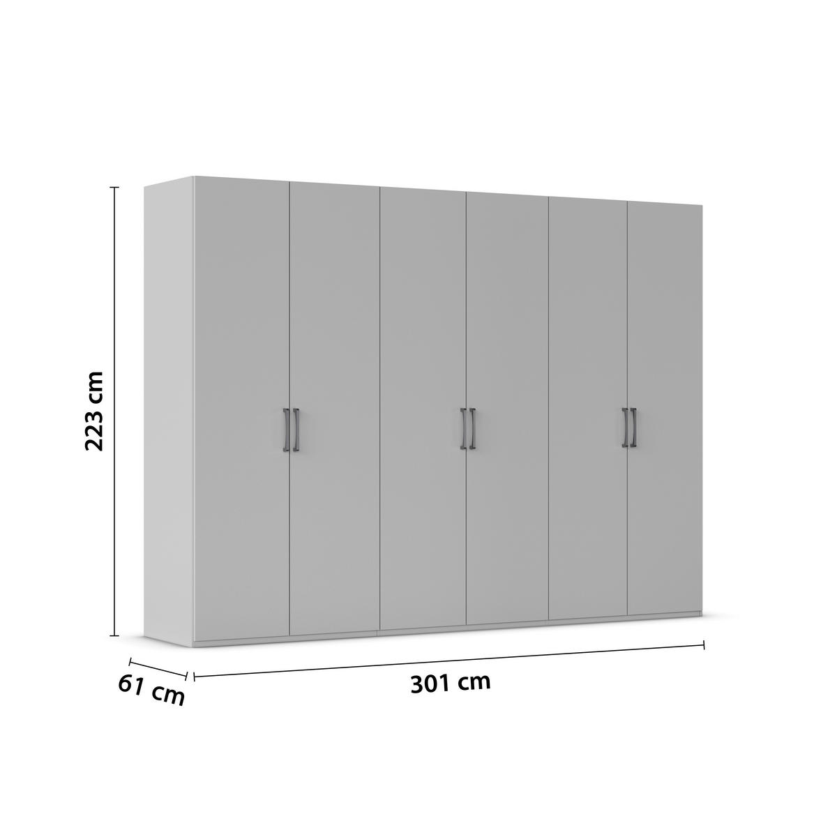 DREHTÜRENSCHRANK 301/223/61 cm,  in Graphitfarben, 6-türig  - Edelstahlfarben/Graphitfarben, Basics, Holzwerkstoff/Metall (301/223/61cm) - Novel