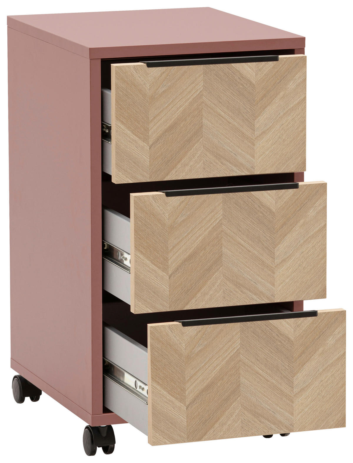 ROLLCONTAINER Eichefarben, Mauve  - Eichefarben/Mauve, Basics, Holzwerkstoff/Kunststoff (32,6/59,7/39,1cm) - MID.YOU