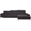ECKSOFA Dunkelbraun Webstoff  - Dunkelbraun/Alufarben, Design, Textil (308/205cm) - Sedda