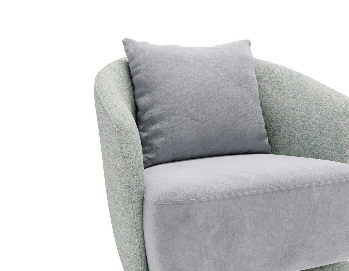 SESSEL in Plüsch, Bouclé Mintgrün  - Schwarz/Mintgrün, Design, Textil/Metall (83/80/75cm) - Livetastic