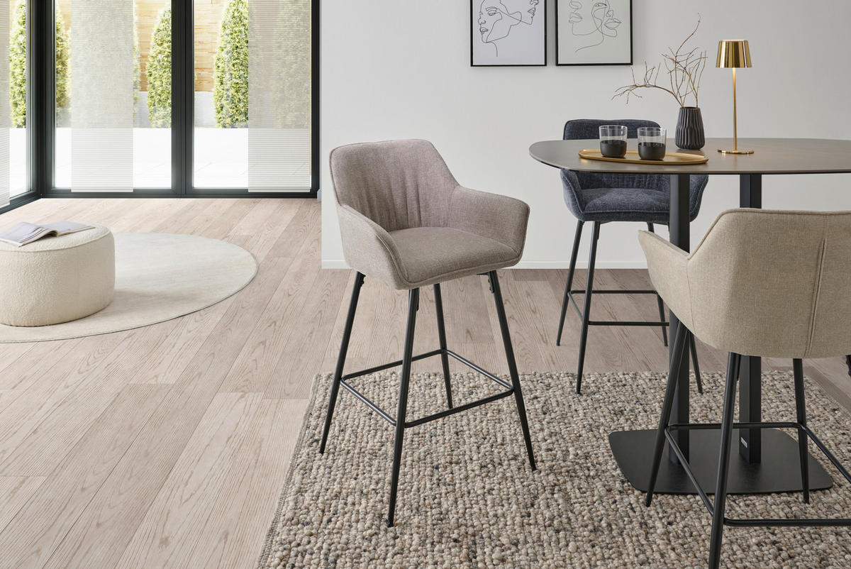 BARSKI STOL, črna, rjavosiva  - rjavosiva/črna, Konvencionalno, kovina/tekstil (57/105/57cm) - MID.YOU