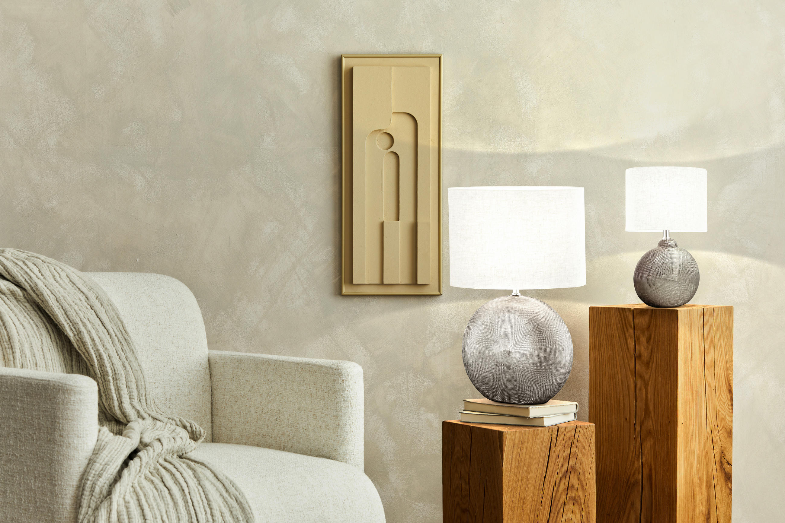 BORDSLAMPA Tobse 34/17/53 cm   - vit/silver, Basics, textil/keramik (34/17/53cm) - Fischer & Honsel